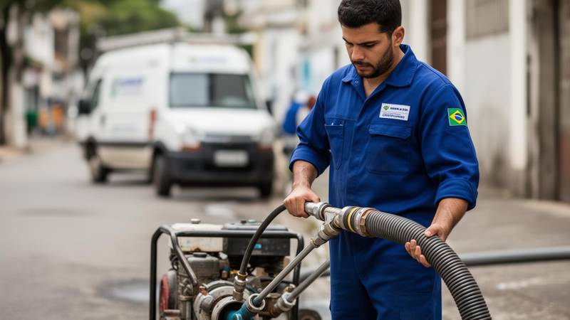 Desentupidora em Belo Horizonte - profissional realizando desentupimento